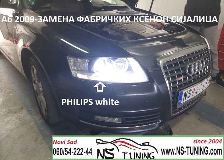 audi a6 c6 4f 2009 zamena fabrickih xenon sijalica d3s philips auto servis ns tuning novi sad